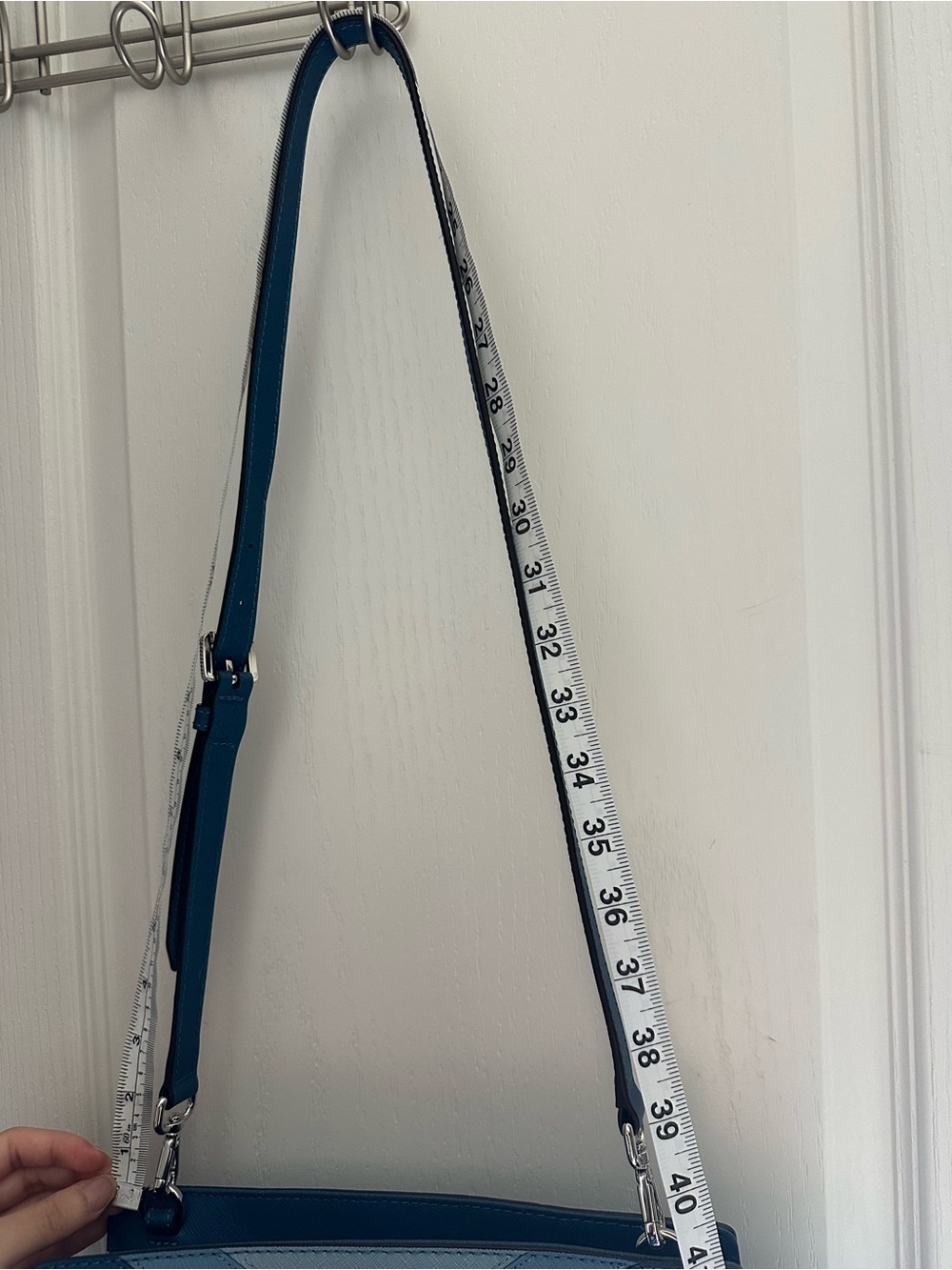 Michael Kors Two-Tone Blue Chevron Satchel - Picture 5 of 11